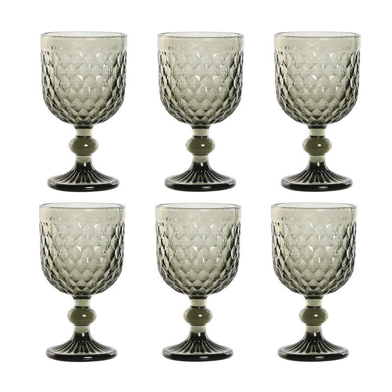 Set de 6 copas de vino de cristal en gris, 8 x 8 x 15,5 cm | Sea Side