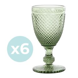 Set de 6 copas de vino de cristal en verde, Ø 8 x 15,5 cm | Da Gama