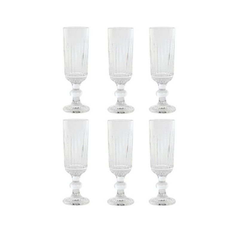 Set de 6 copas flauta, 6 x 6 x 18,5 cm, de cristal en transparente | Colección Striped