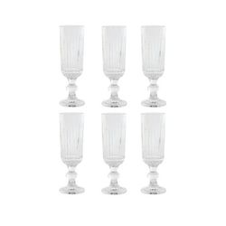 Set de 6 copas flauta, 6 x 6 x 18,5 cm, de cristal en transparente | Colección Striped