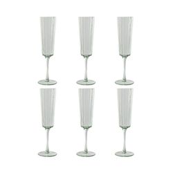 Set de 6 copas flauta, 6 x 6 x 23,7 cm, de cristal en verde | Colección Bubbles Garbo