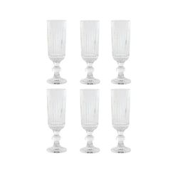 Set de 6 copas flauta de cristal en transparente, 6 x 6 x 18,5 cm | Striped
