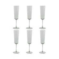 Set de 6 copas flauta de cristal en verde, 6 x 6 x 23,7 cm | Bubbles Garbo