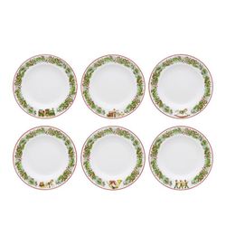 Set de 6 platos hondos de porcelana blanco, verde y rojo, Ø 22,8 x 3,6 cm | Christmas magic