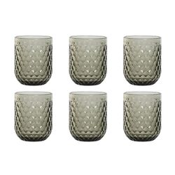 Set de 6 vasos, 8 x 8 x 10 cm, de cristal en gris| Colección Sea Side