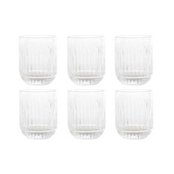 Set de 6 vasos de cristal,  7,5 x 7,5 x 9,5 cm, en transparente| Colección Striped
