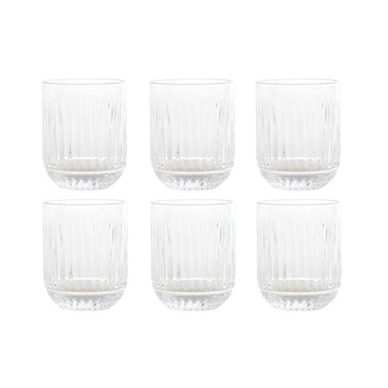Set de 6 vasos de cristal en transparente, 7,5 x 7,5 x 9,5 cm | Striped