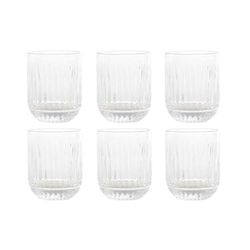 Set de 6 vasos de cristal en transparente, 7,5 x 7,5 x 9,5 cm | Striped