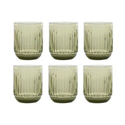 Set de 6 vasos de cristal en verde, 7,5 x 7,5 x 9,5 cm | Striped