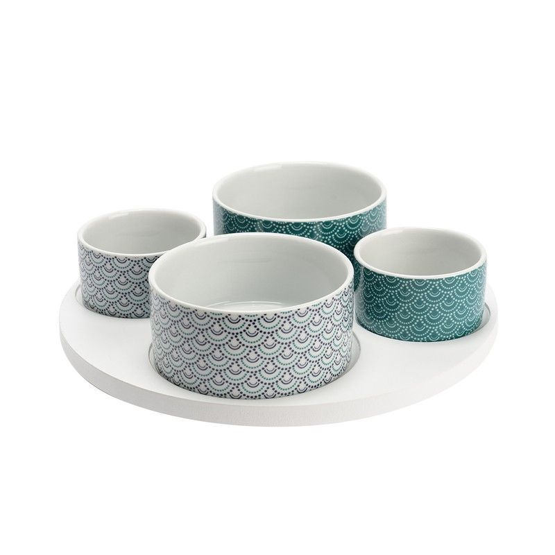 Set de aperitivo de porcelana, 31,5x31,5x7,5 cm