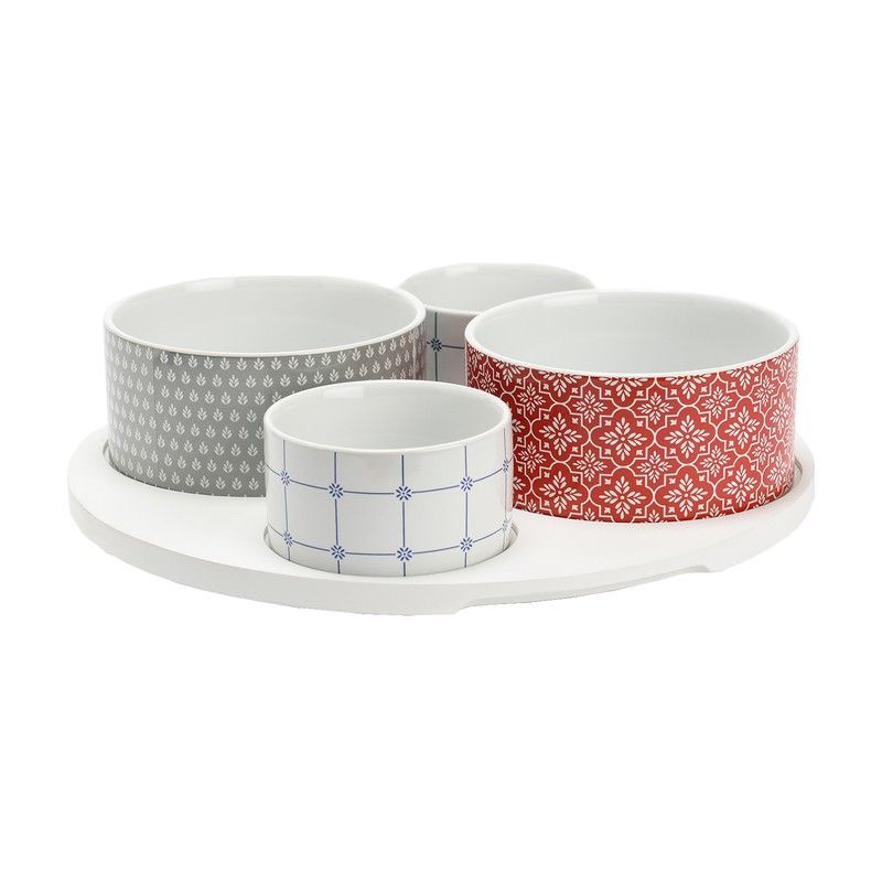 Set de aperitivos de porcelana, 30x30x7,2 cm