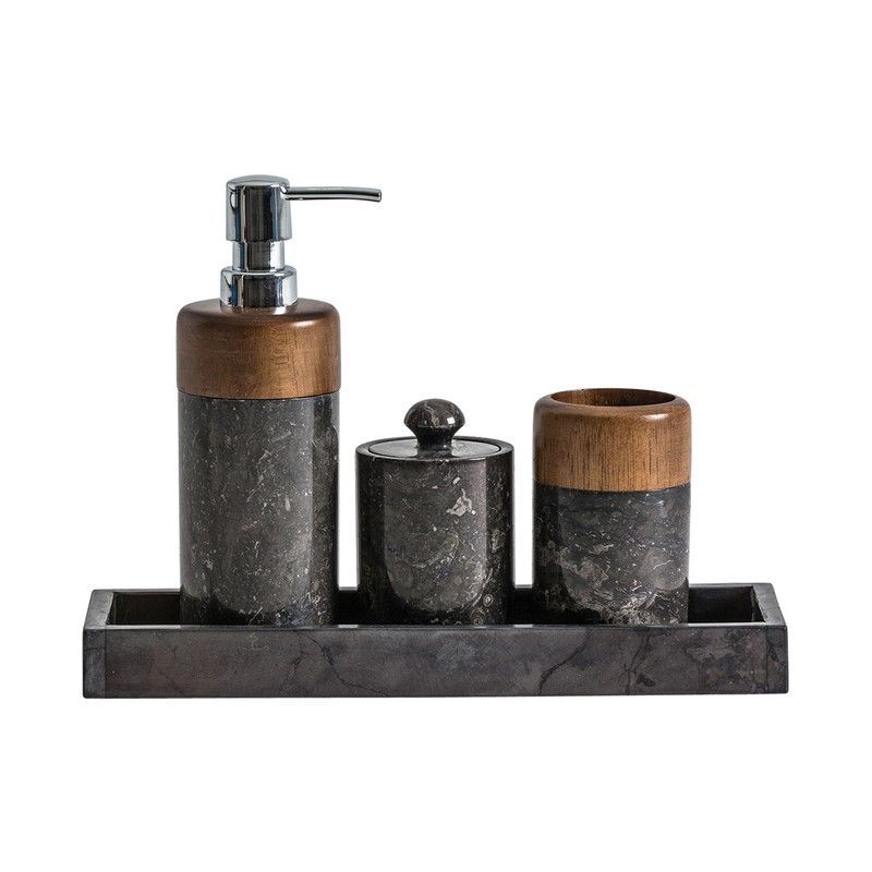 Set de Aseo J/4 piedra de Ónix y madera de Ébano Negro