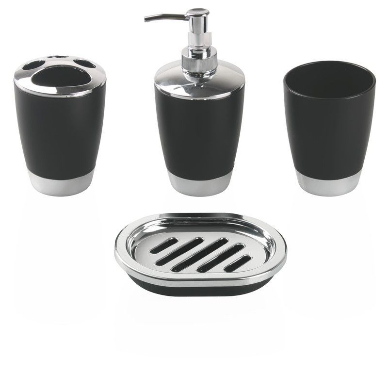 Set de baño  4Pzs negro/Crom AC_344 PyP