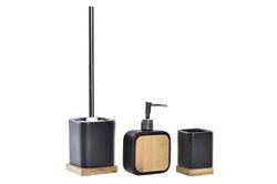 Set de Baño Dispensador Vaso Escobillero Dolomite Mate Negro
