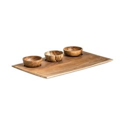 Set de Boles y Bandeja de Teka, 30x20x5cm