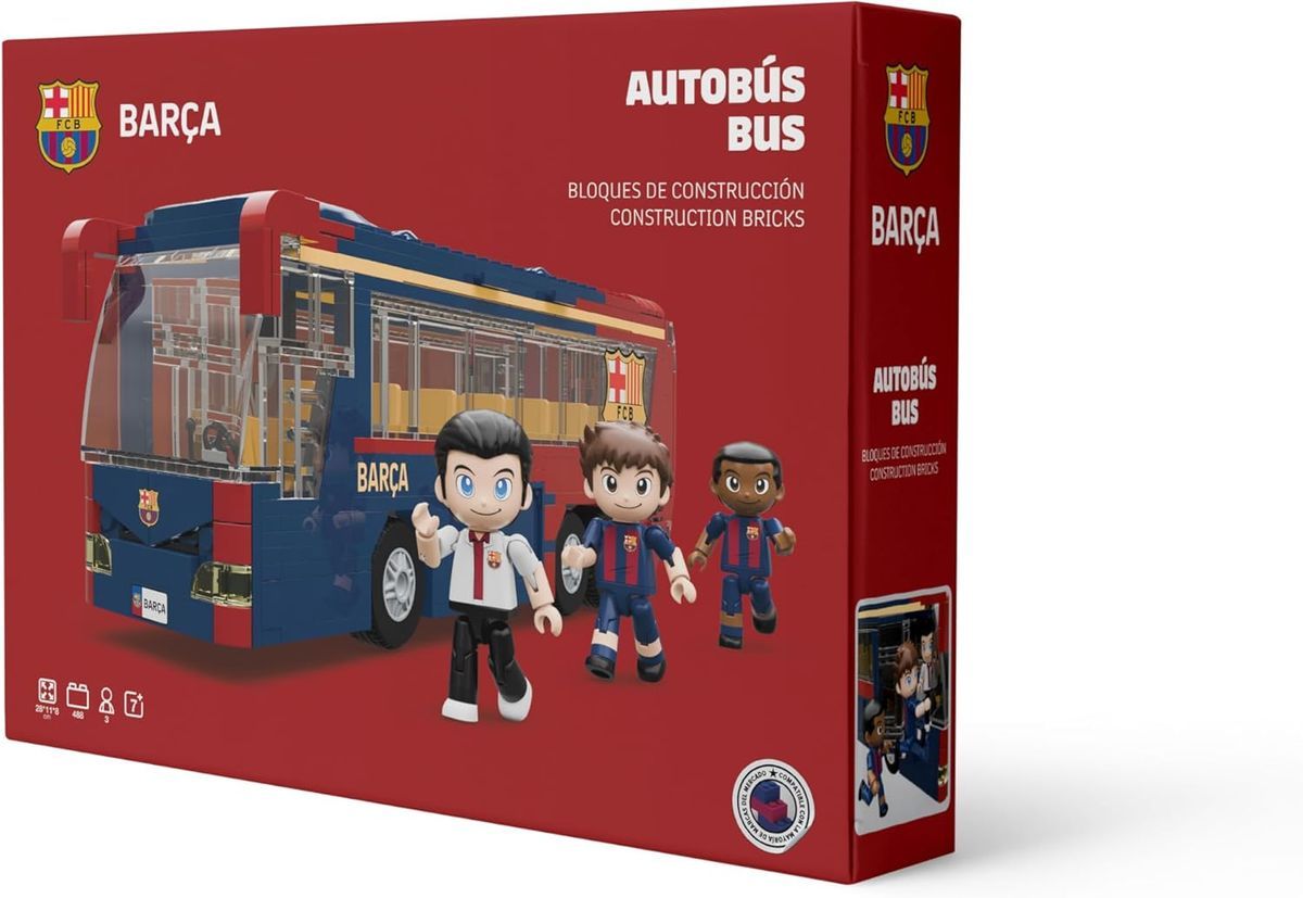 Set De Construcción - FC Barcelona Autobús 488 piezas 28 cm. Con 3 Figuras - Licencia Oficial - Neko Brands