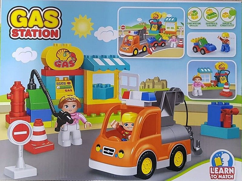 Set de construcción Grúa Gasolinera  de 38 piezas