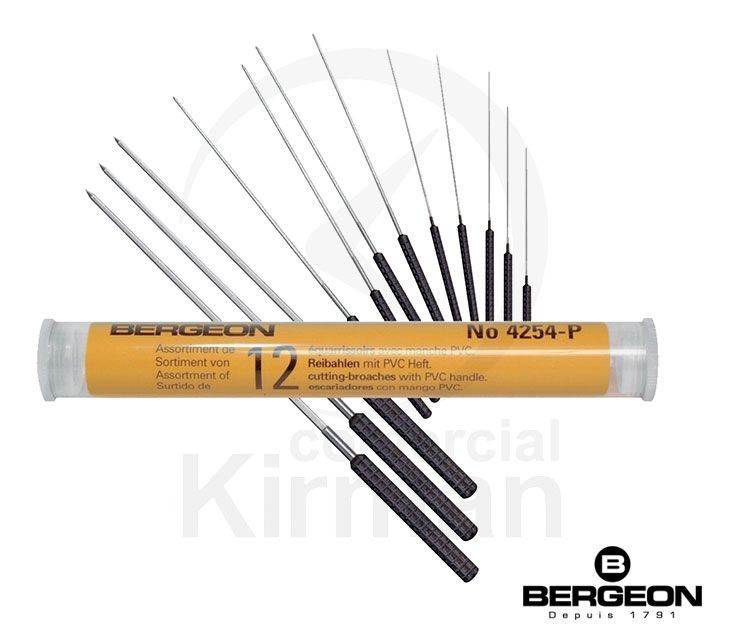 Set Escariadores Bergeon 54011 (12) Escariadores 0,33 a 2,34mm Con Mango Pvc.