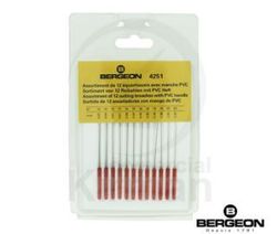 Set Escariadores Bergeon 54015 (12) Escariadores Para Pivotes 0.33 a 0.69mm Con Mango Pvc.