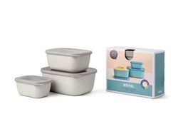 Set fiambreras cirqula rect 3 pzas (750+1500+3000) blanco nordico mepal