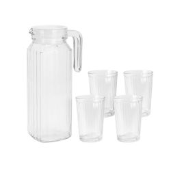 Set Jarra + 4 Vasos Vidrio, Ye9000500, Excellent Houseware
