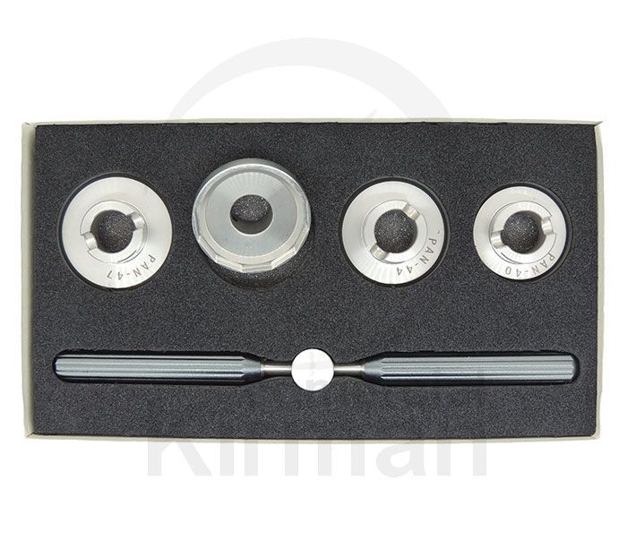 Set Llave Acero 40-47mm 48124 (4) Unidades Abrir-Cerrar Fondos Tipo Pan + Herramienta