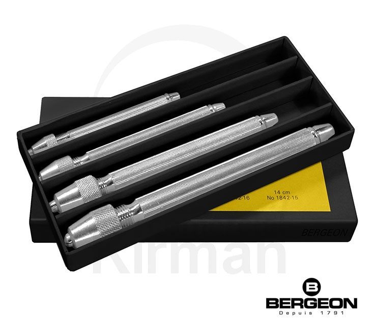 Set Mandriles Bergeon 28038 (4) Mandriles Cabeza Cuadrada/Mango De Latón Niquelado.
