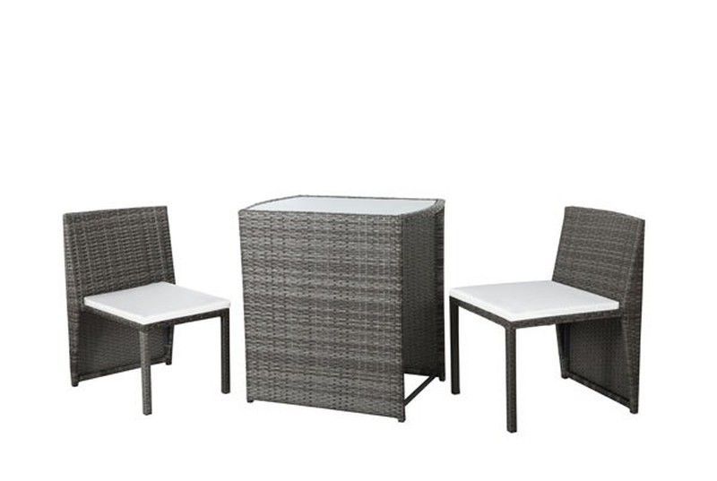 Set mesa + 2 sillones acero rattán C2-0073