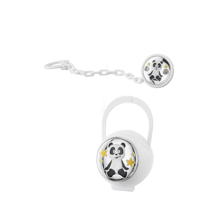 Set Pinza-Porta Chupete Plástico PA3004/01B Panda & Estrellas