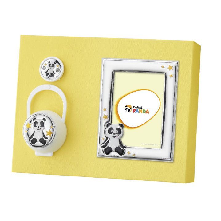 Set Pinza-Porta Chupete-Porta Foto Plástico-Acero Bilaminado PA3006/02B Panda