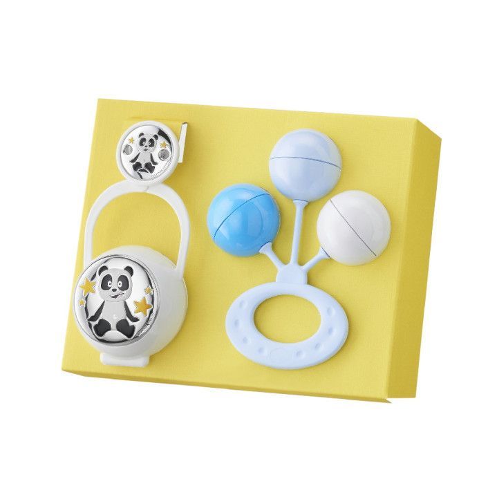 Set Pinza-Porta Chupete-Sonajero Plástico PA3006/08B Panda & Estrellas