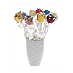 Set Rosa Tallo/Jarrón Latón 33cm AK2058 Multicolor