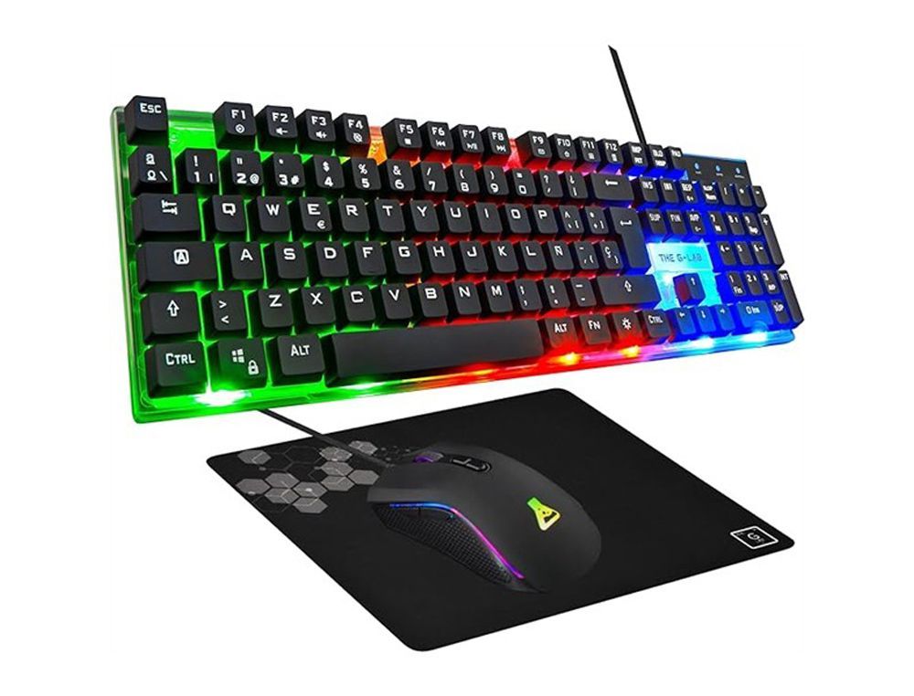 Set teclado + raton gaming the g-lab combo yttrium/sp 3 en 1 y alfombrilla