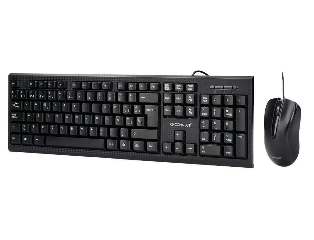Set teclado y raton q-connect con cable color negro