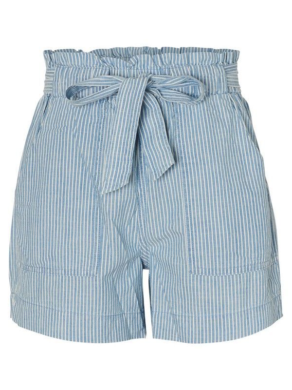 Short alto de cintura con cinturón con rayas finas Vero Moda Light Blue Den