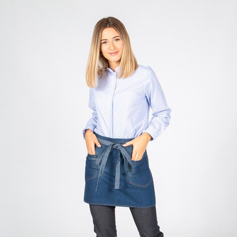 Short apron washed denim  40x69cm "redline"