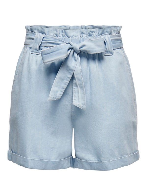 Shorts ancho con goma y cinturón Only Light Blue Den