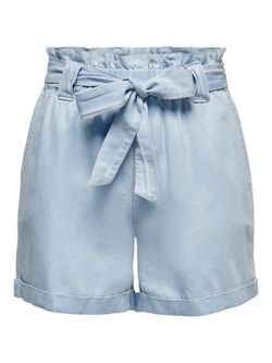 Shorts ancho con goma y cinturón Only Light Blue Den