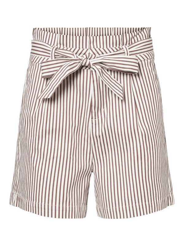 Shorts ancho con rayas y cinturón Vero Moda Snow White & Brown