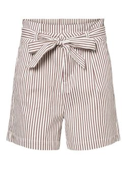 Shorts ancho con rayas y cinturón Vero Moda Snow White & Brown