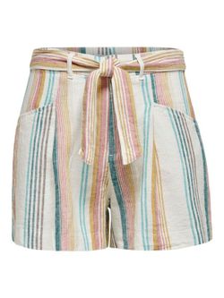 Shorts con cinturón rayas Only Cloud Dancer