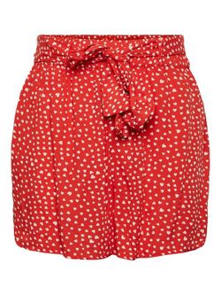 Shorts con estampado corazones y cinturón Pieces Red