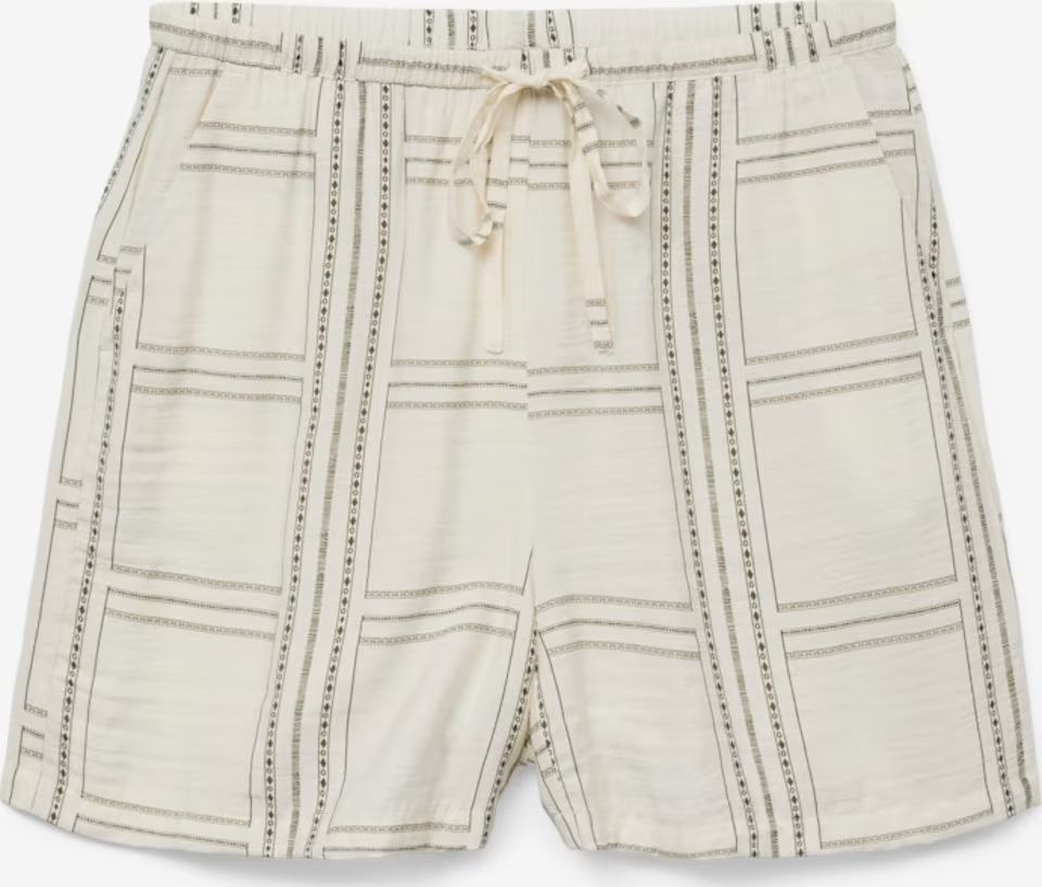 Shorts con goma y cordón cuadros grandes Vero Moda Cloud Dancer
