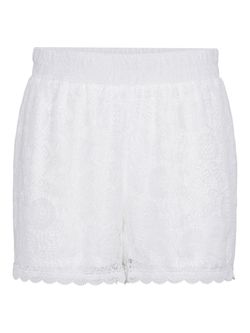 Shorts MW con encaje floral Pieces Cloud Dancer