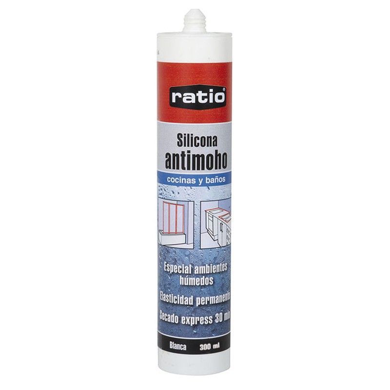 Silicona antimoho RATIO Silicona Cocinas Baños Ratio Bl. 300 Ml