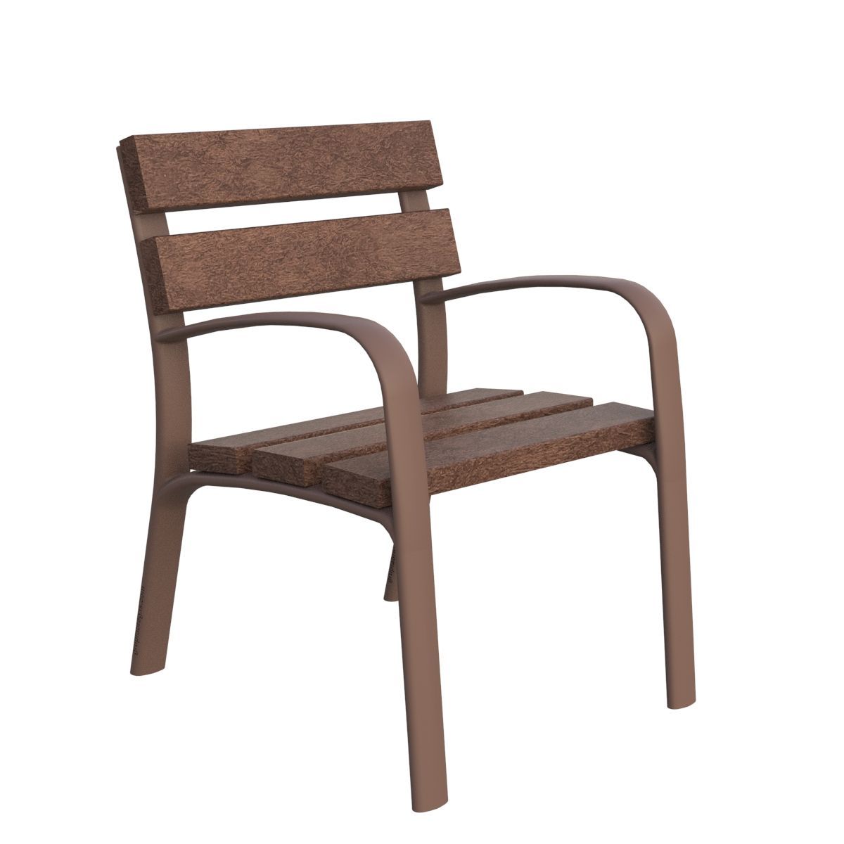 Silla con 5 listones de plástico 100% reciclado de color marrón