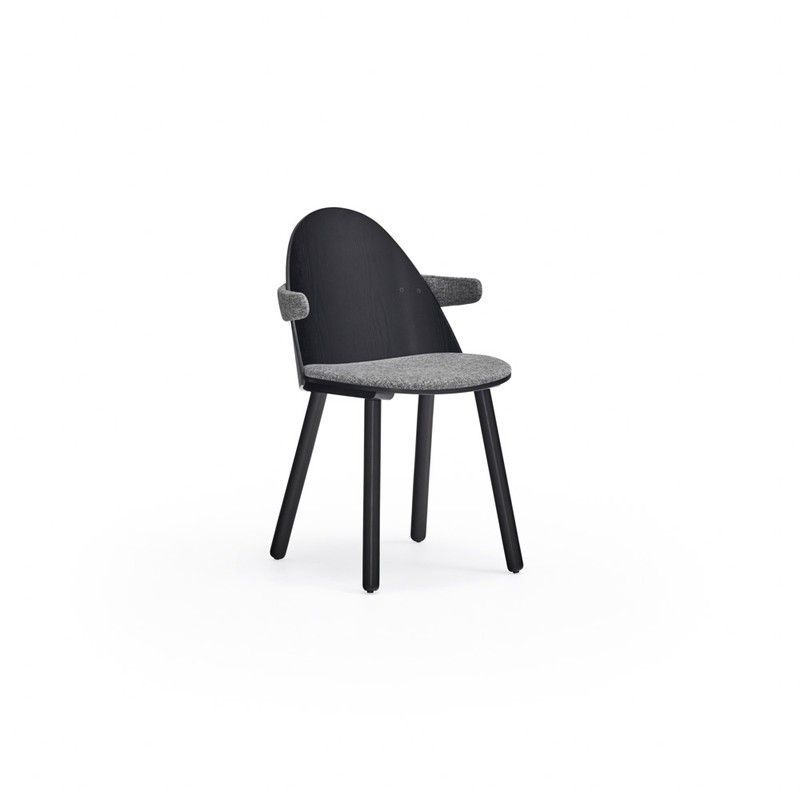Silla con brazos de madera en negro, 50 x 51 x 81 cm | Uma