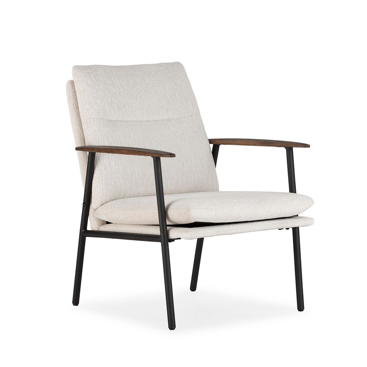 Silla con reposabrazos de tejido en beige, 65 x 76 x 91 cm | Dunia