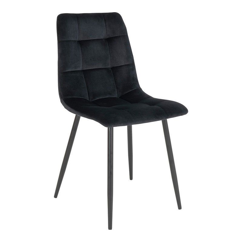 Silla de comedor, 55 x 44 x 86 cm, de terciopelo en azul oscuro | Colección  Middelfart