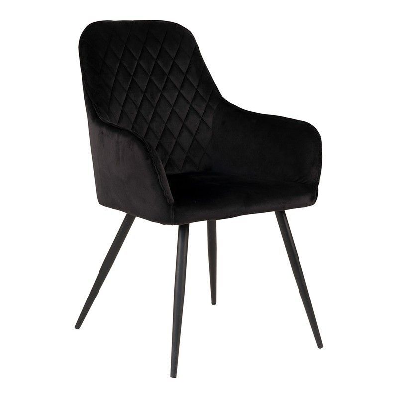 Silla de comedor, 65 x 57 x 87 cm, de terciopelo en negro | Colección  Harbo
